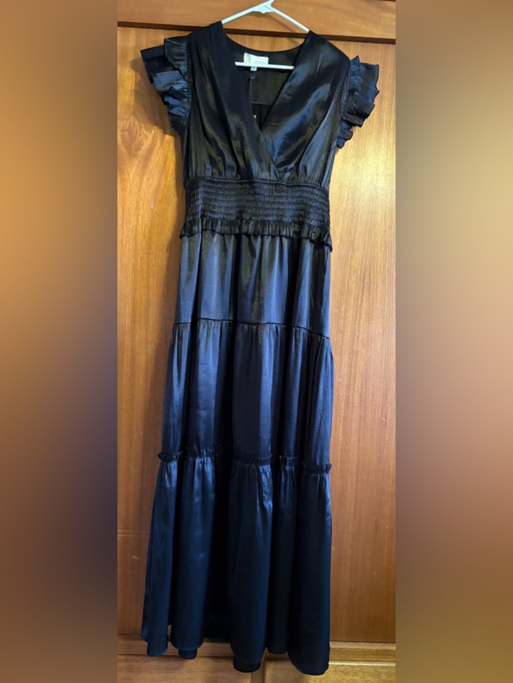 NWT Pinch Black Tiered Maxi Skirt Dress with Shirred Waist Size Large